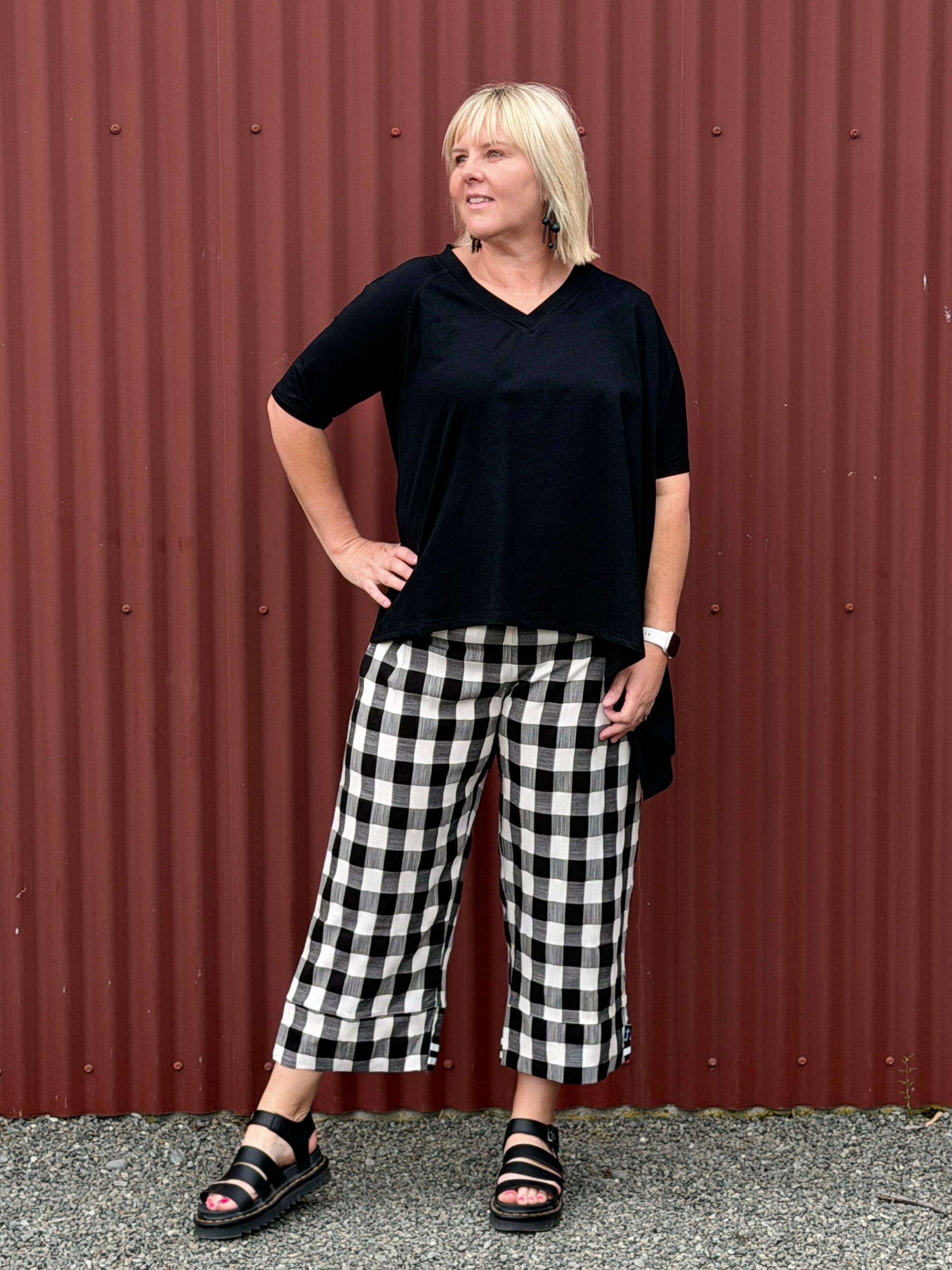 Capri Pants Black Chq