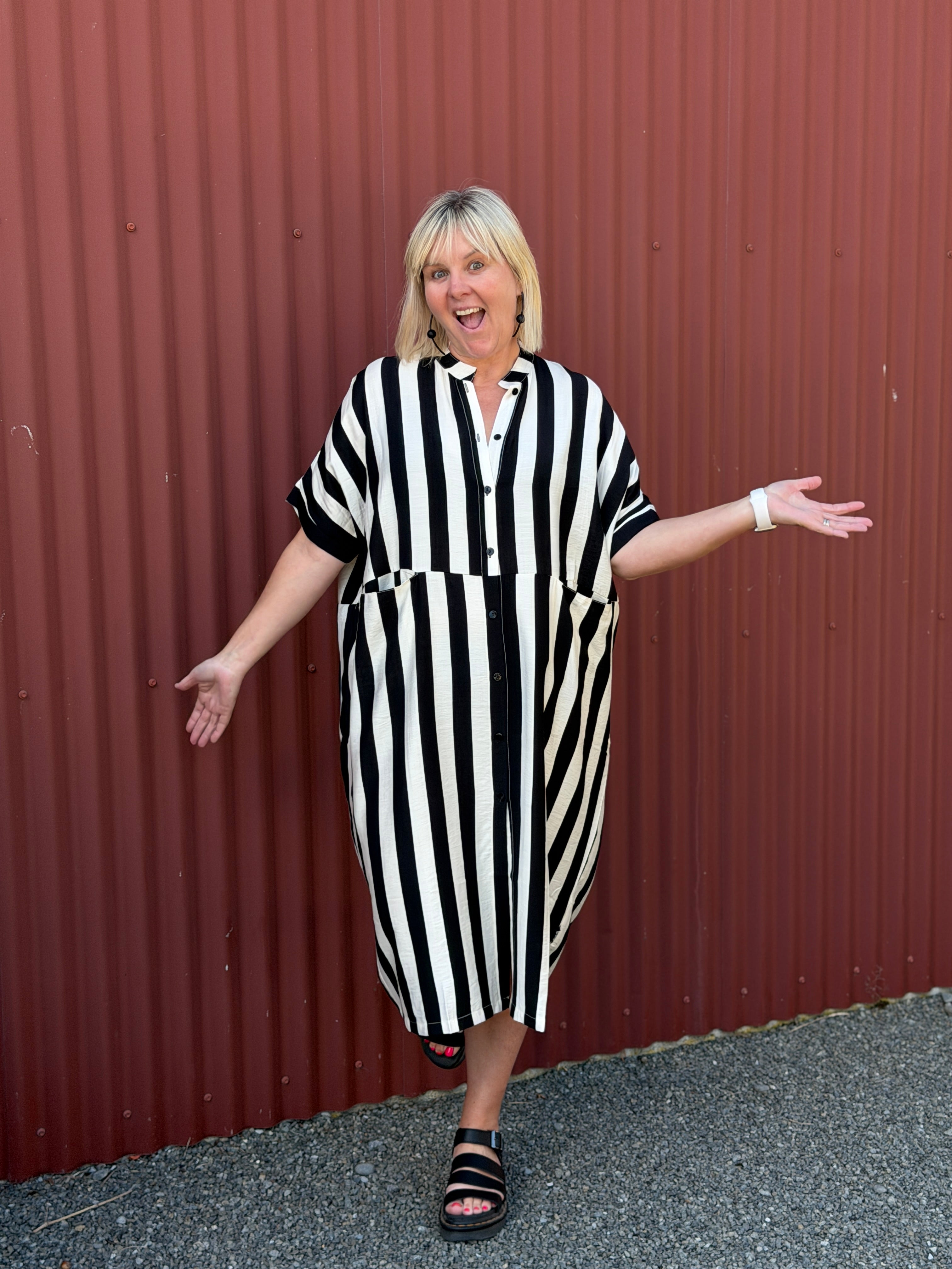 Jayde Dress - Black and Cream