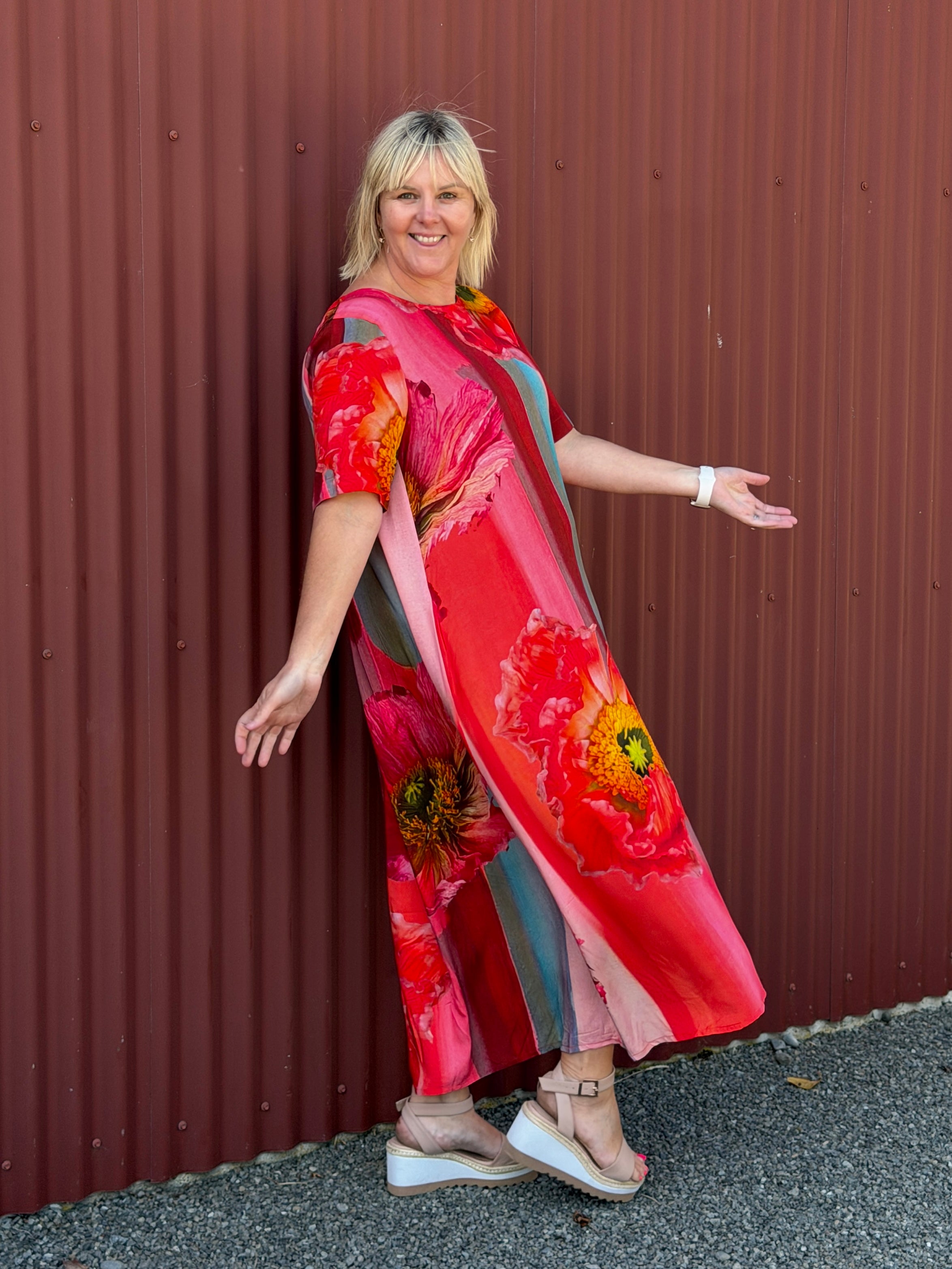 Menaka Dress -Vibrant Poppies