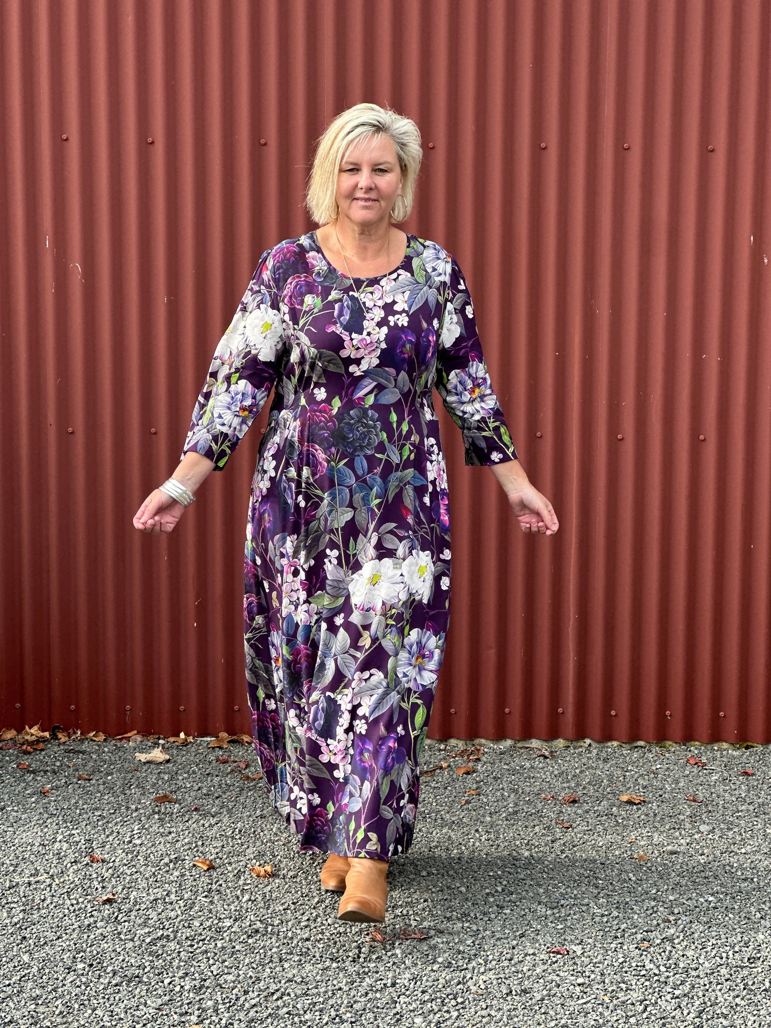 ! !     Pleated Dress - Blooming Purple