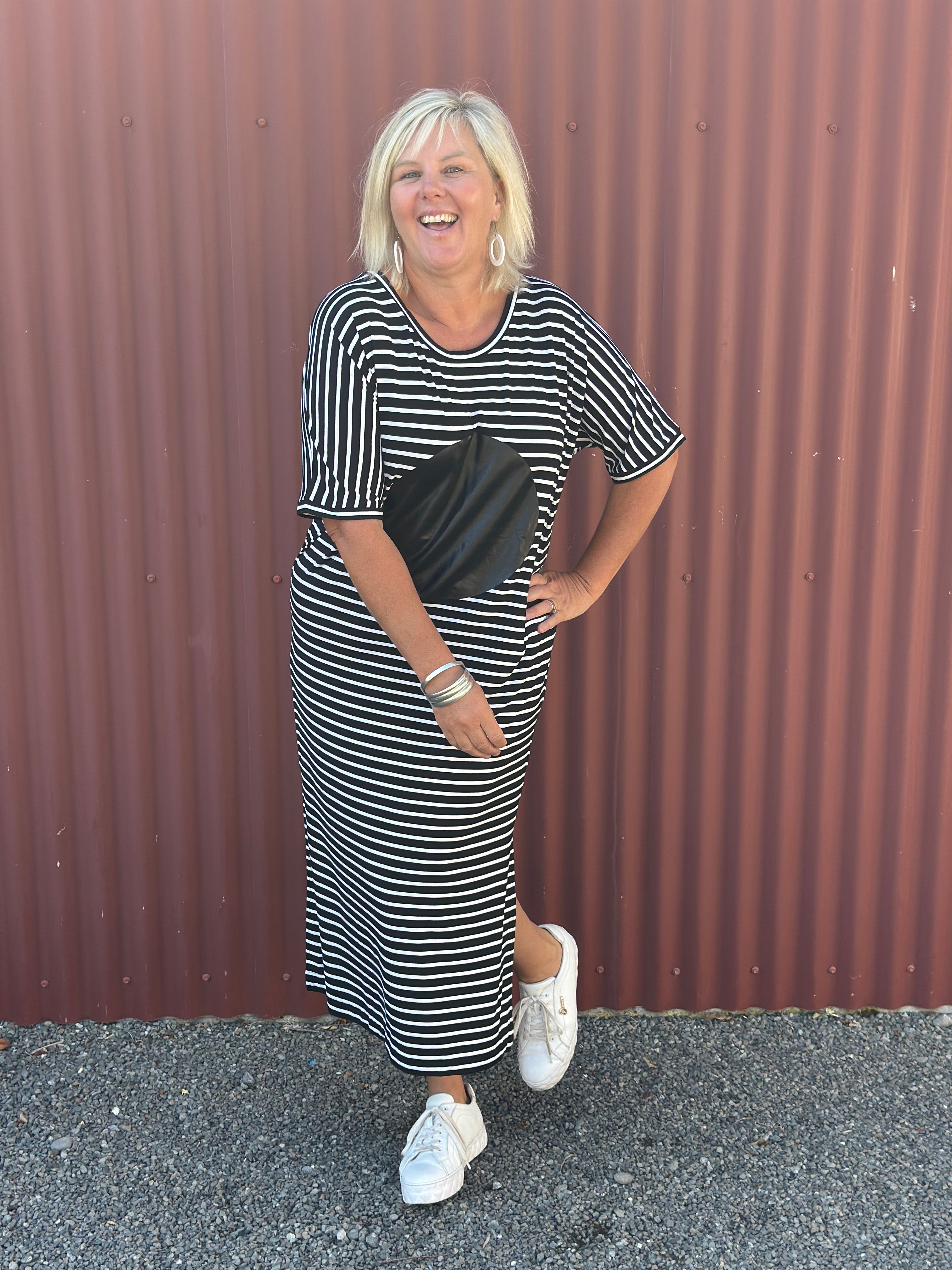 Stripe Tee Dress - Black Circle