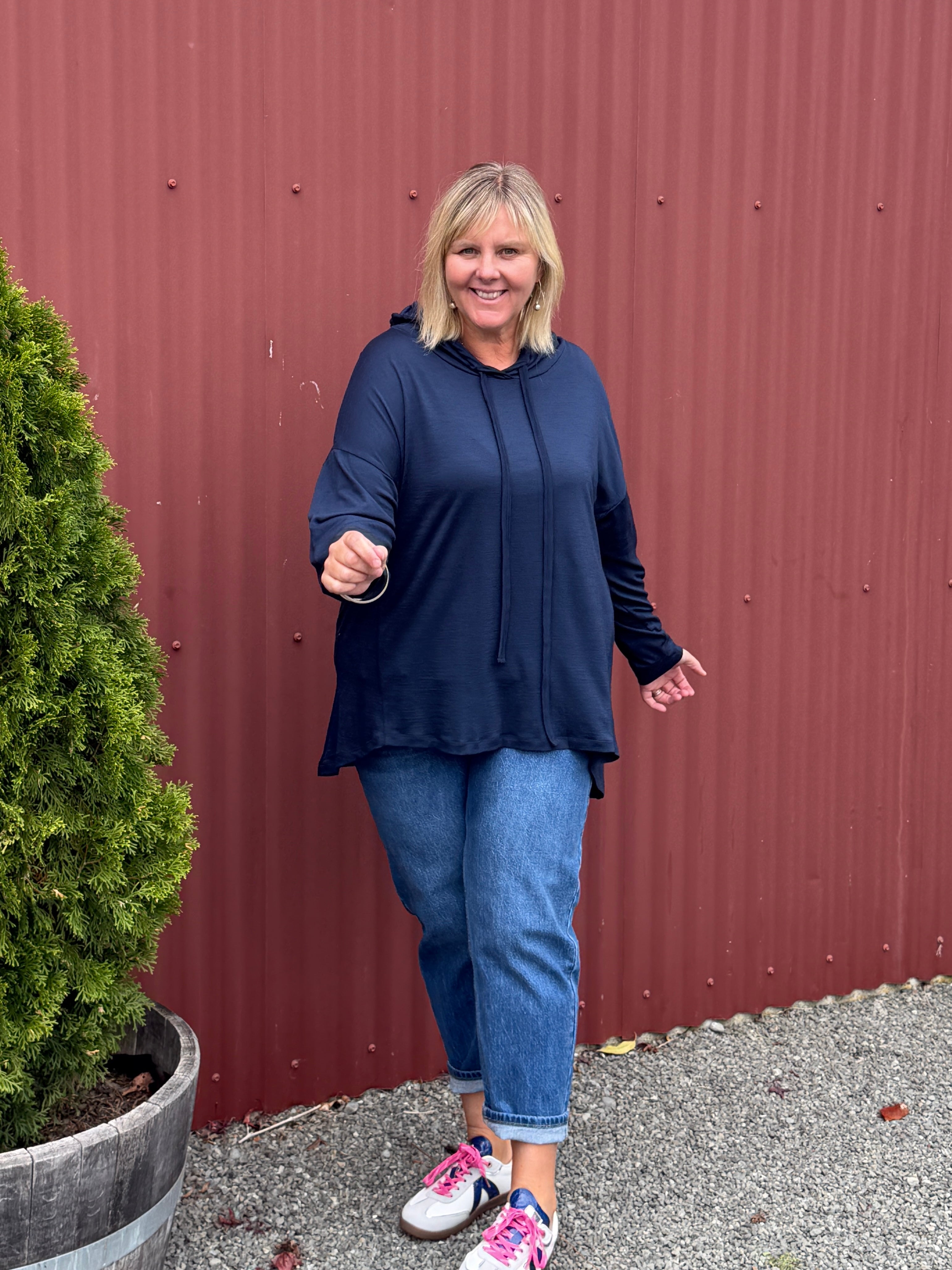 Navy Merino Hoodie/Sweater