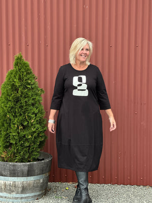 Abstract Black Cocoon Dress