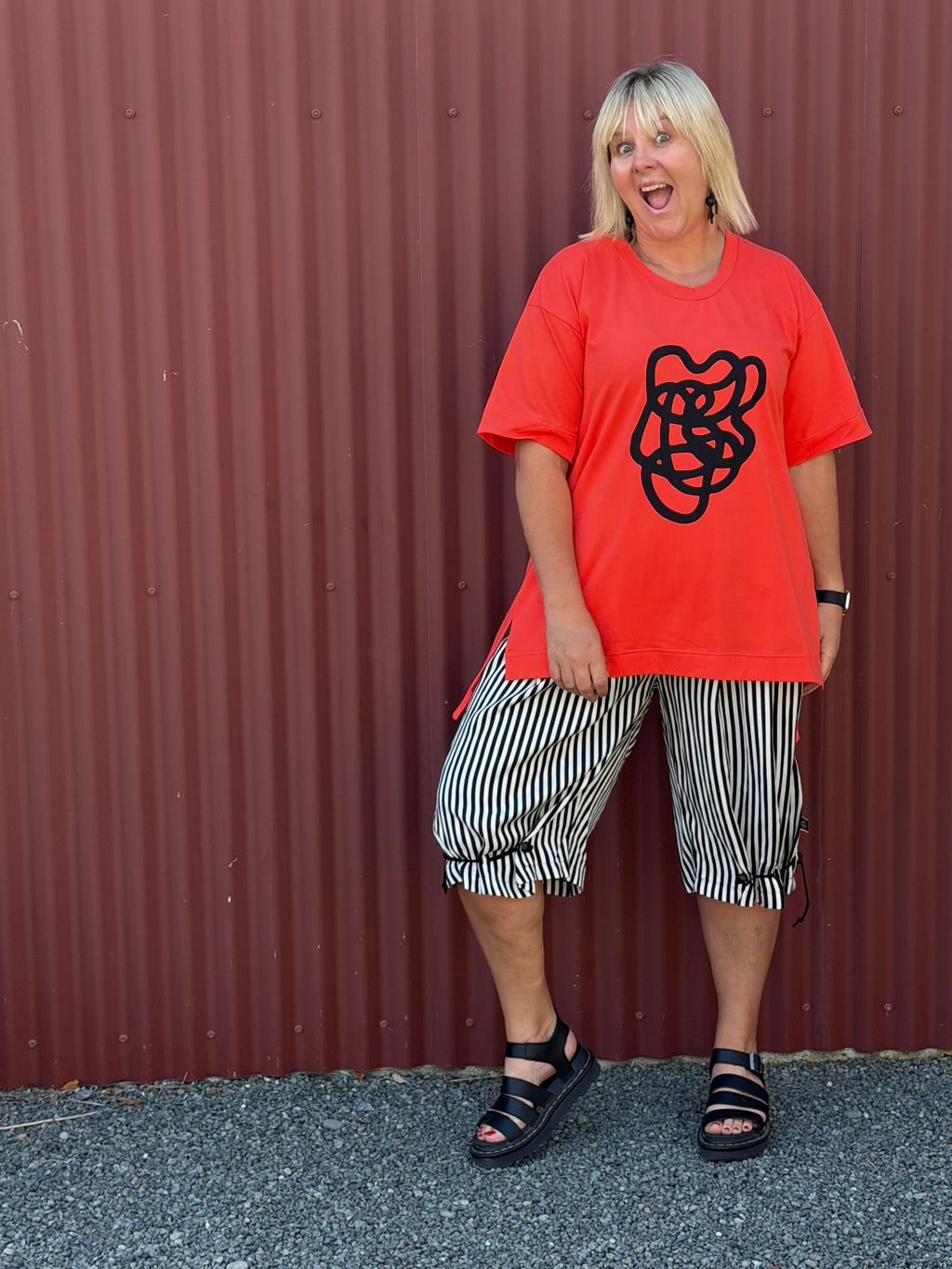 Boxy Tee - Orange Squiggle