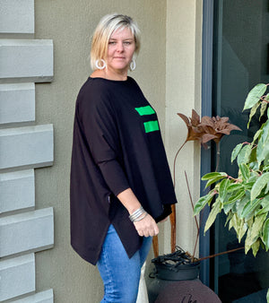 ! !     Green Block Black Tasman Tee