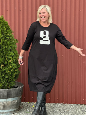 Abstract Black Cocoon Dress