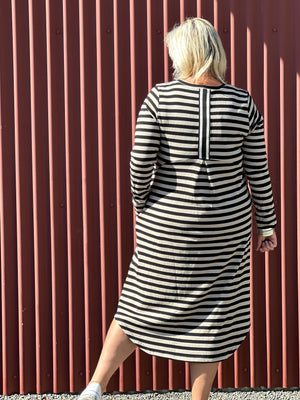 Simone Dress Taupe Stripe
