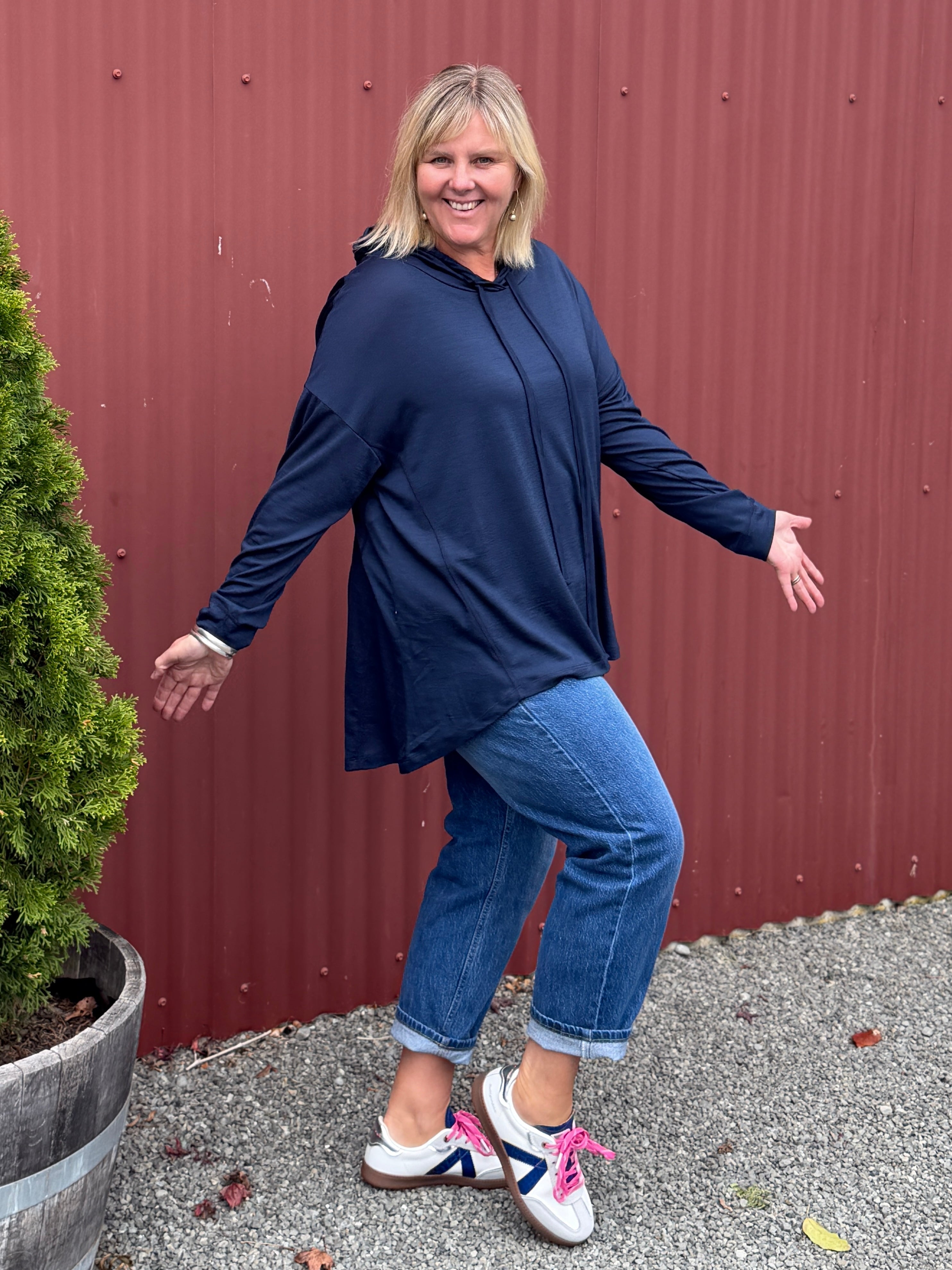 Navy Merino Hoodie/Sweater