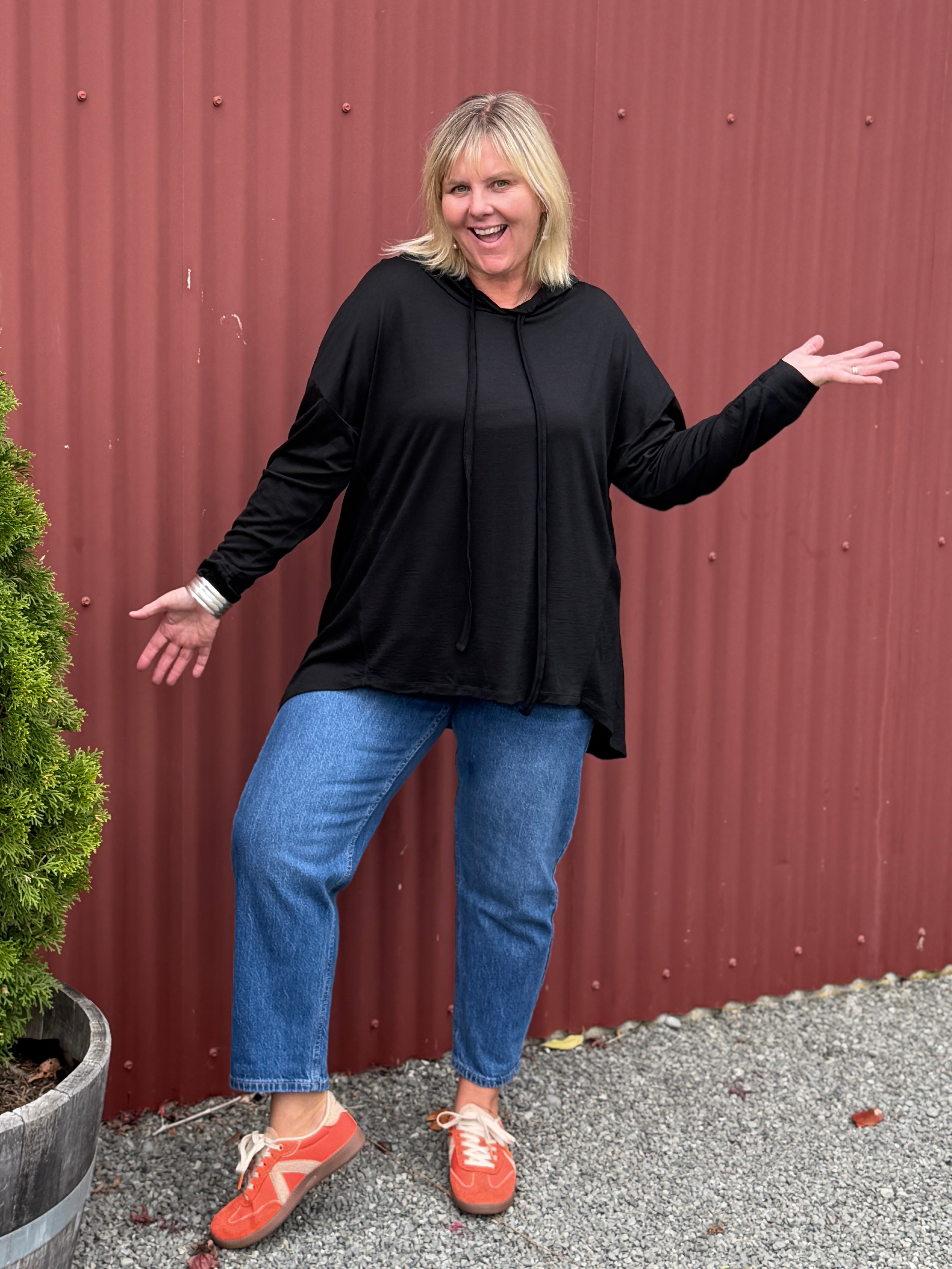 Black Merino Hoodie/Sweater