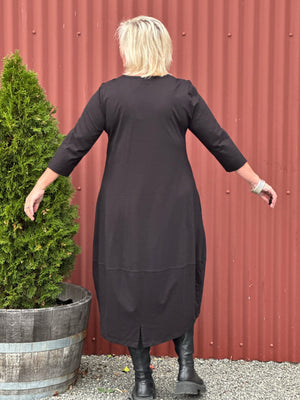Abstract Black Cocoon Dress