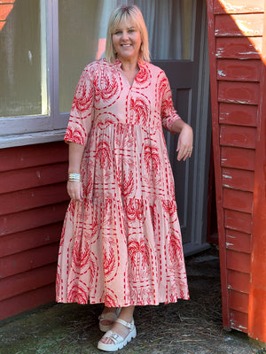 Collar Tiered Dress -Palm