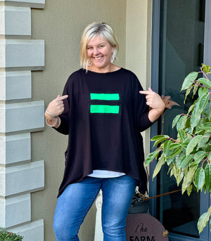 ! !     Green Block Black Tasman Tee