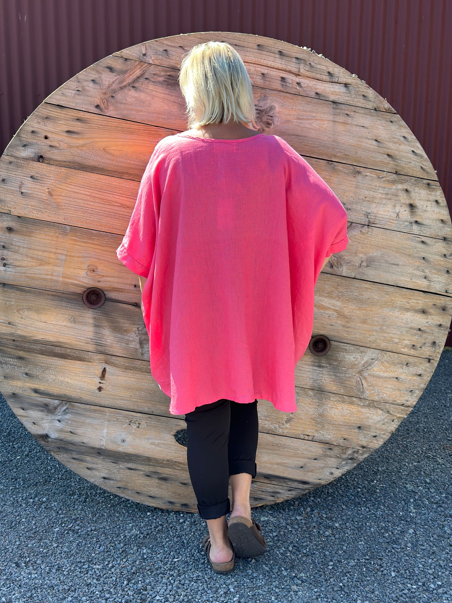 Linen Onesize Top -Hot Pink