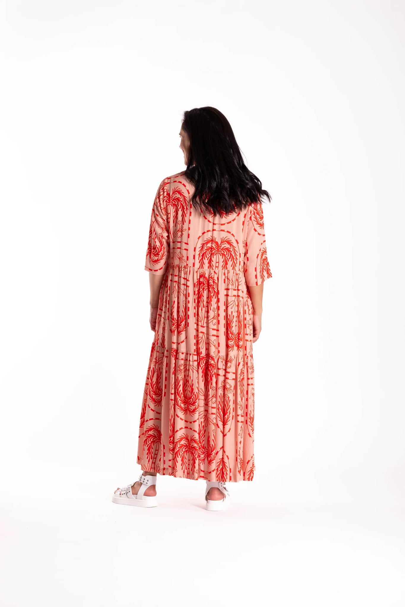 Collar Tiered Dress -Palm