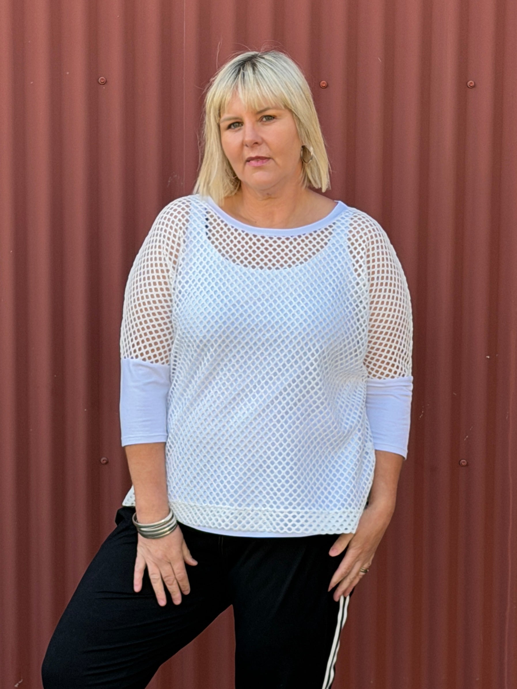 White Mesh Top