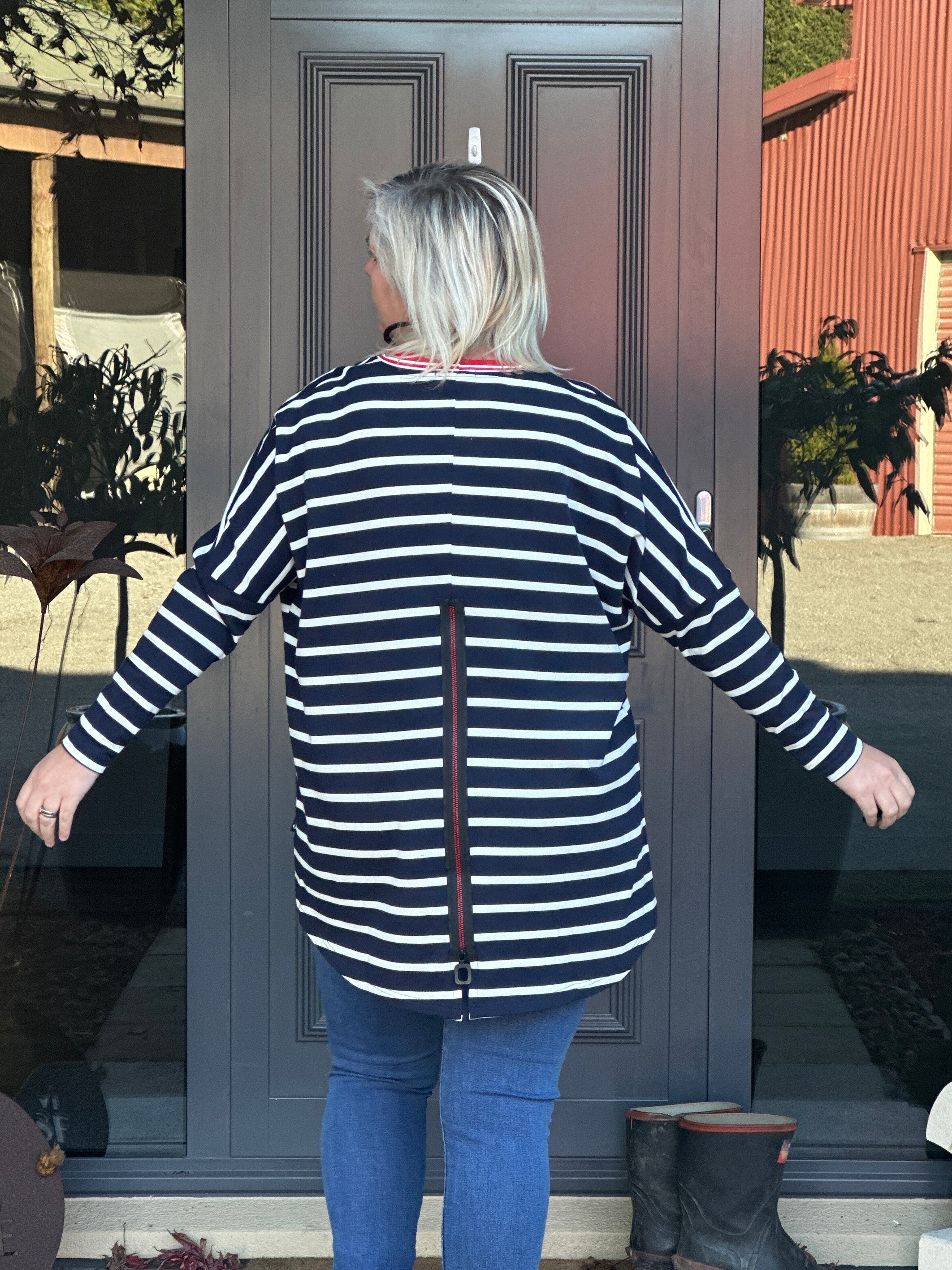 Relaxed Top Navy Stripe