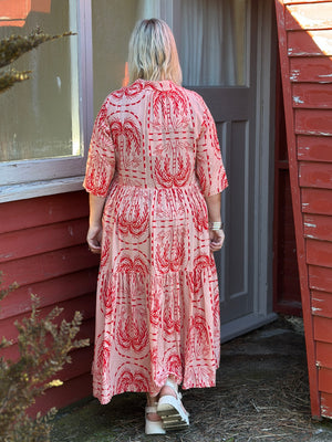 Collar Tiered Dress -Palm