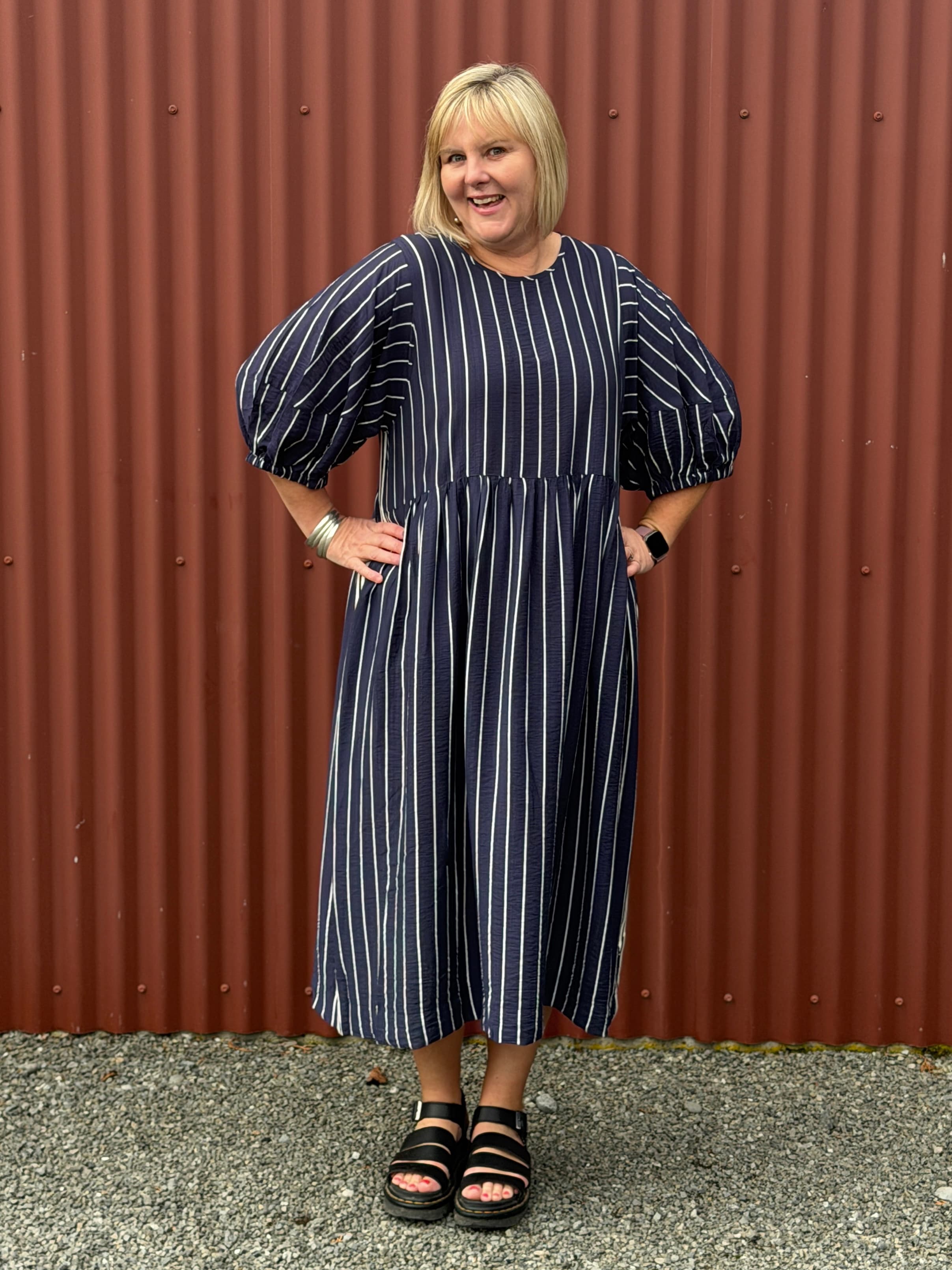 Brie Dress | Linear Navy