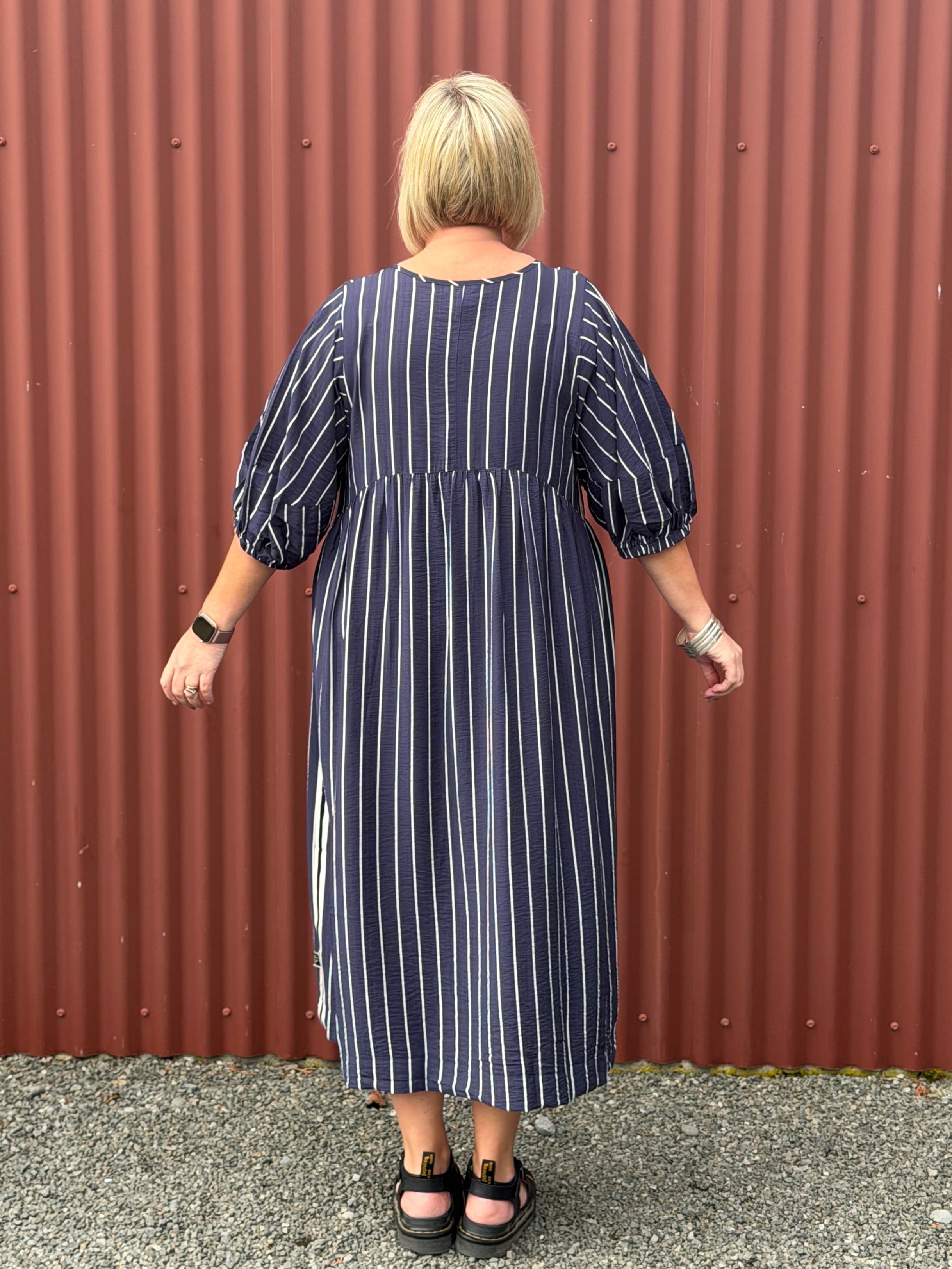 Brie Dress | Linear Navy