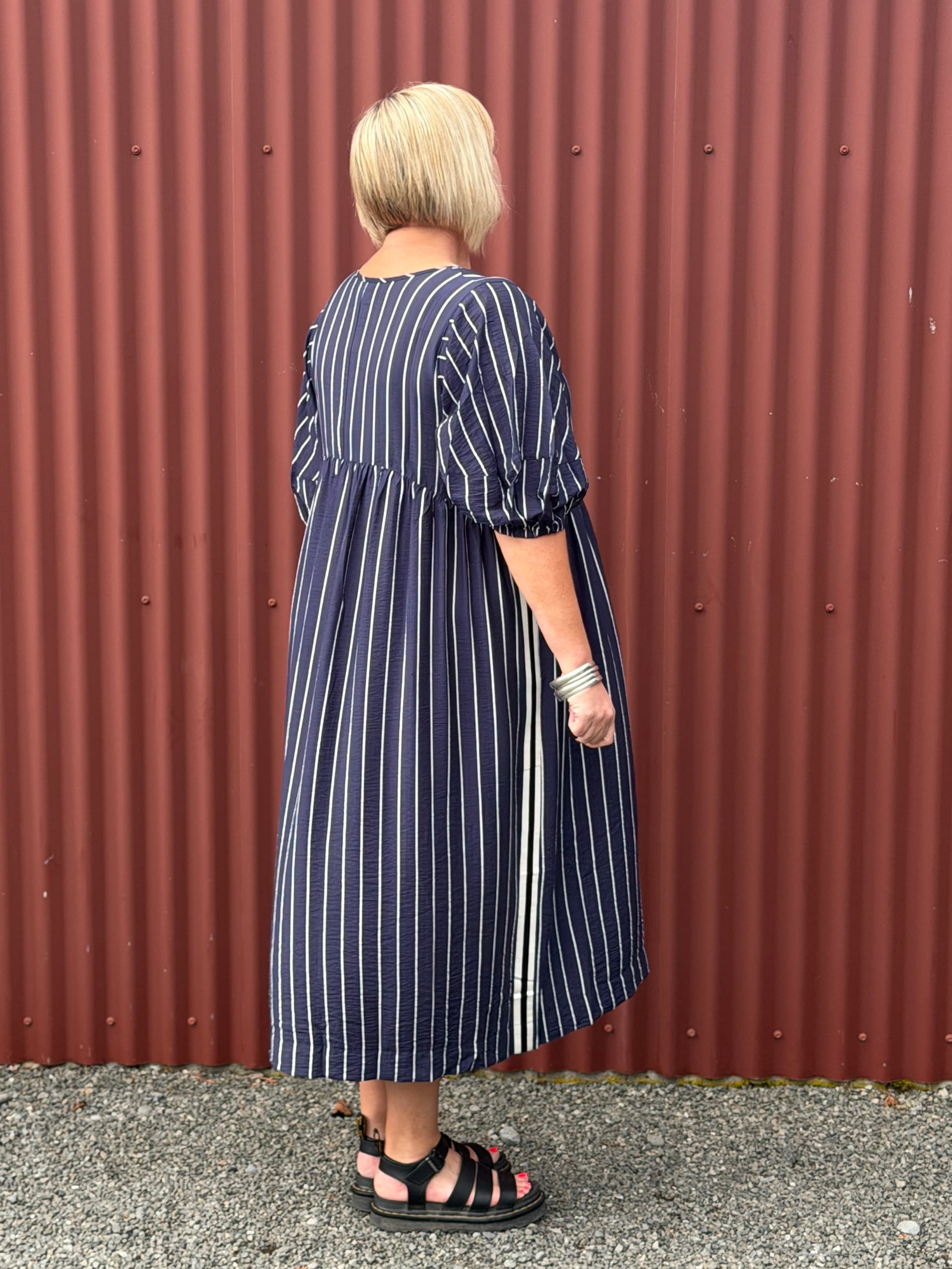 Brie Dress | Linear Navy