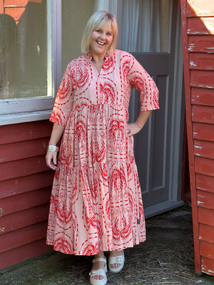 Collar Tiered Dress -Palm
