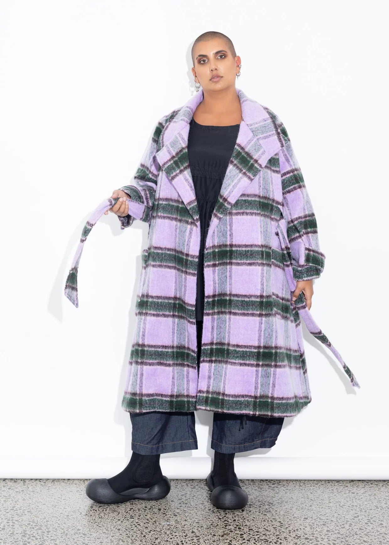 This coat is for the depths of winter - an enveloping wrap coat with deep pockets and subtle military details.  By LALA Lost and Led Astray Made in New Zealand