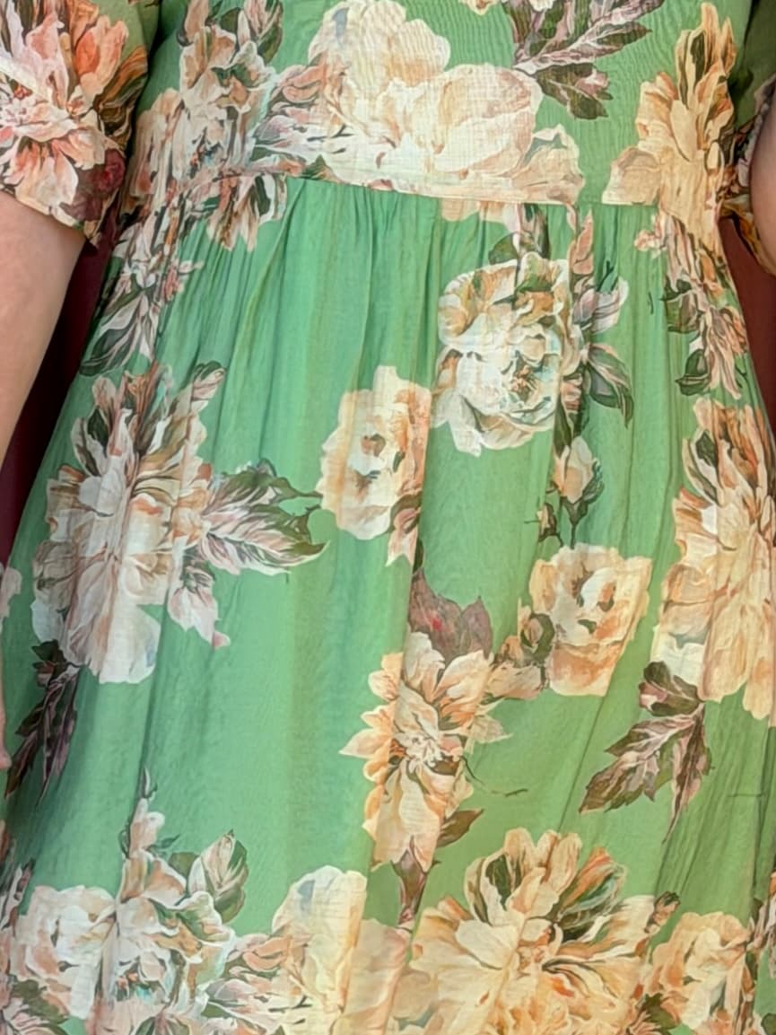 Coco Dress | Eden Mist Soft sage tones and oversized florals give this gorgeous Jellicoe dress a romantic, vintage-inspired feel. The washed colour palette keeps it relaxed and effortless, while the lightweight rayon blend creates a beautifully soft, natural drape.