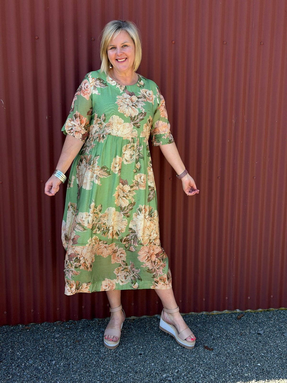 Coco Dress | Eden Mist Soft sage tones and oversized florals give this gorgeous Jellicoe dress a romantic, vintage-inspired feel. The washed colour palette keeps it relaxed and effortless, while the lightweight rayon blend creates a beautifully soft, natural drape.