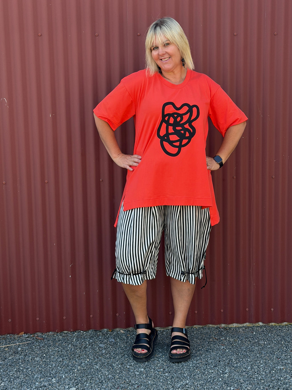 Boxy Tee - Orange Squiggle