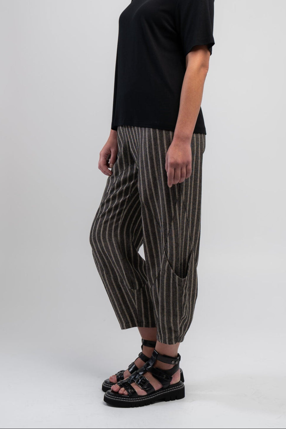 Denim Stripe Pocket Pants | Black