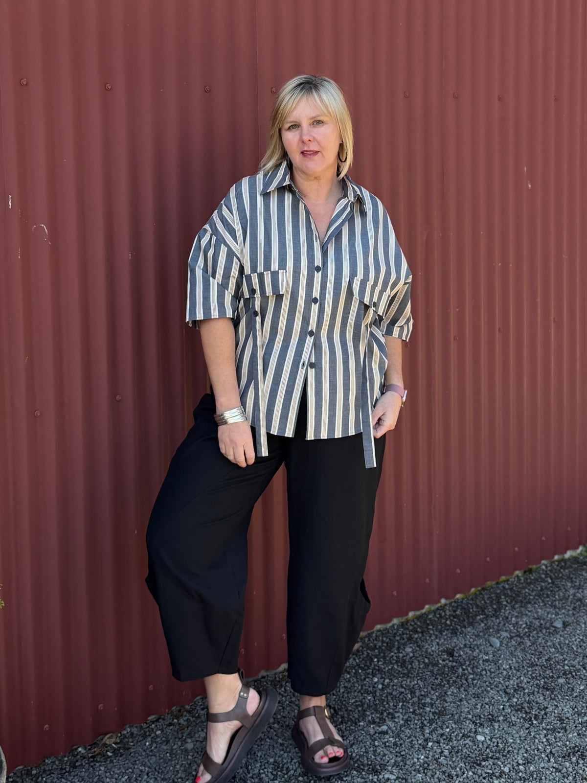 Diva Stripe Shirt | Navy