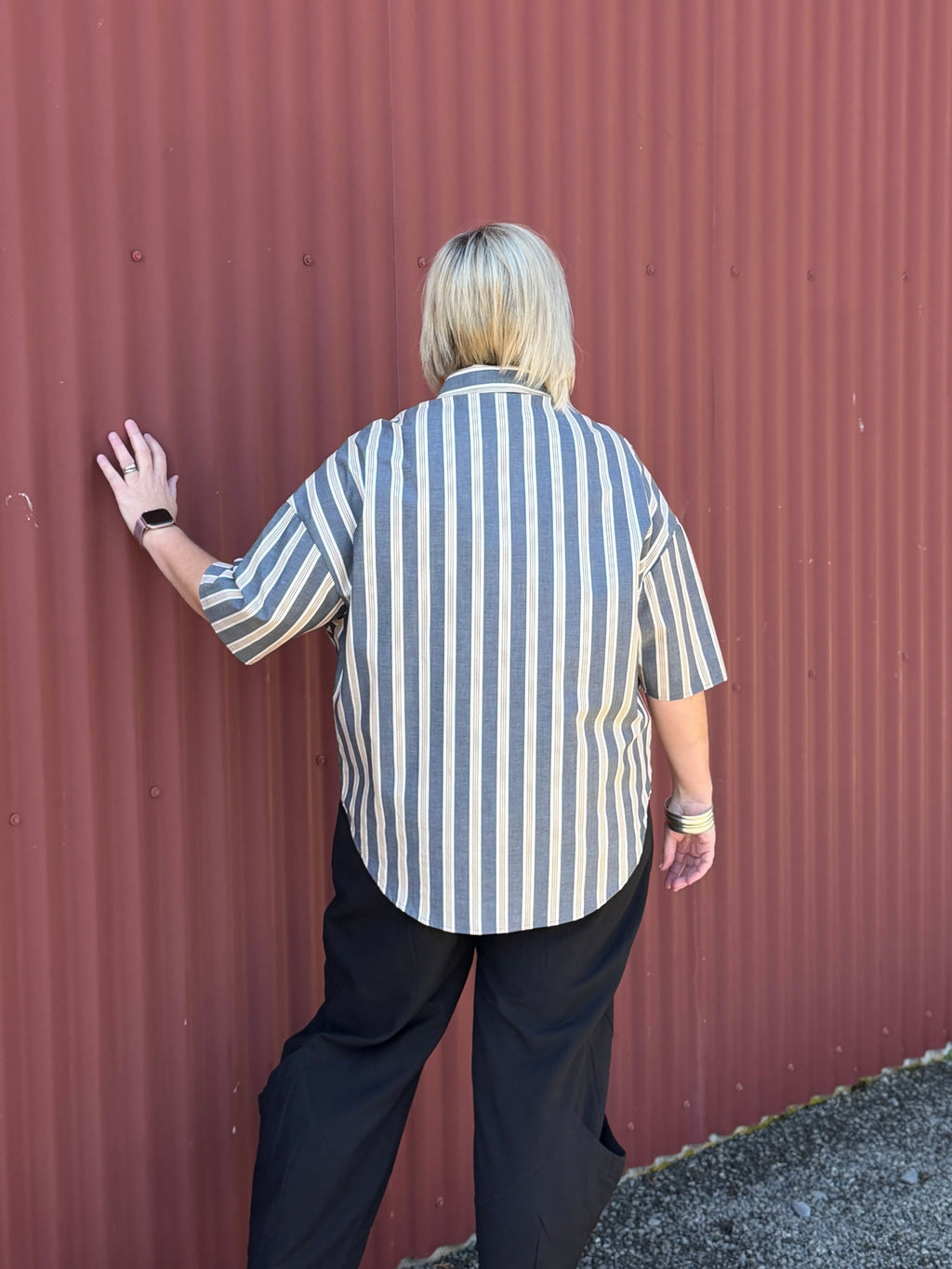 Diva Stripe Shirt | Navy