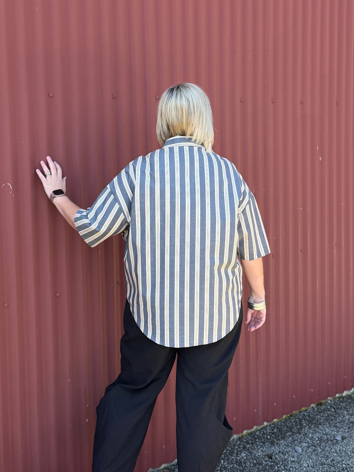 Diva Stripe Shirt | Navy