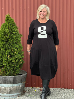 Abstract Black Cocoon Dress