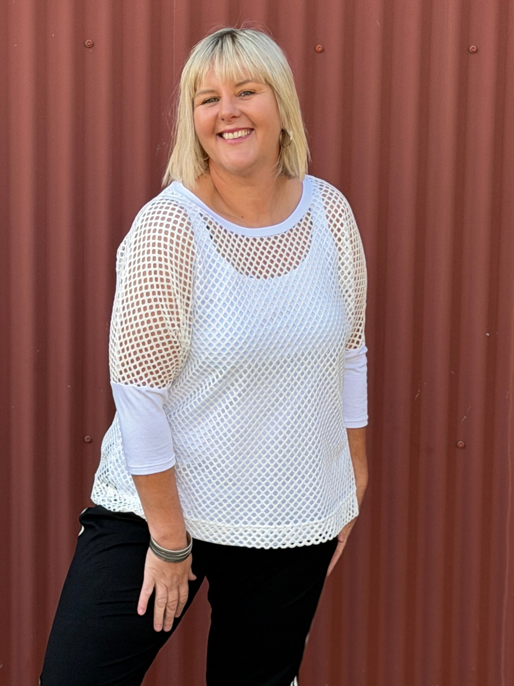 White Mesh Top