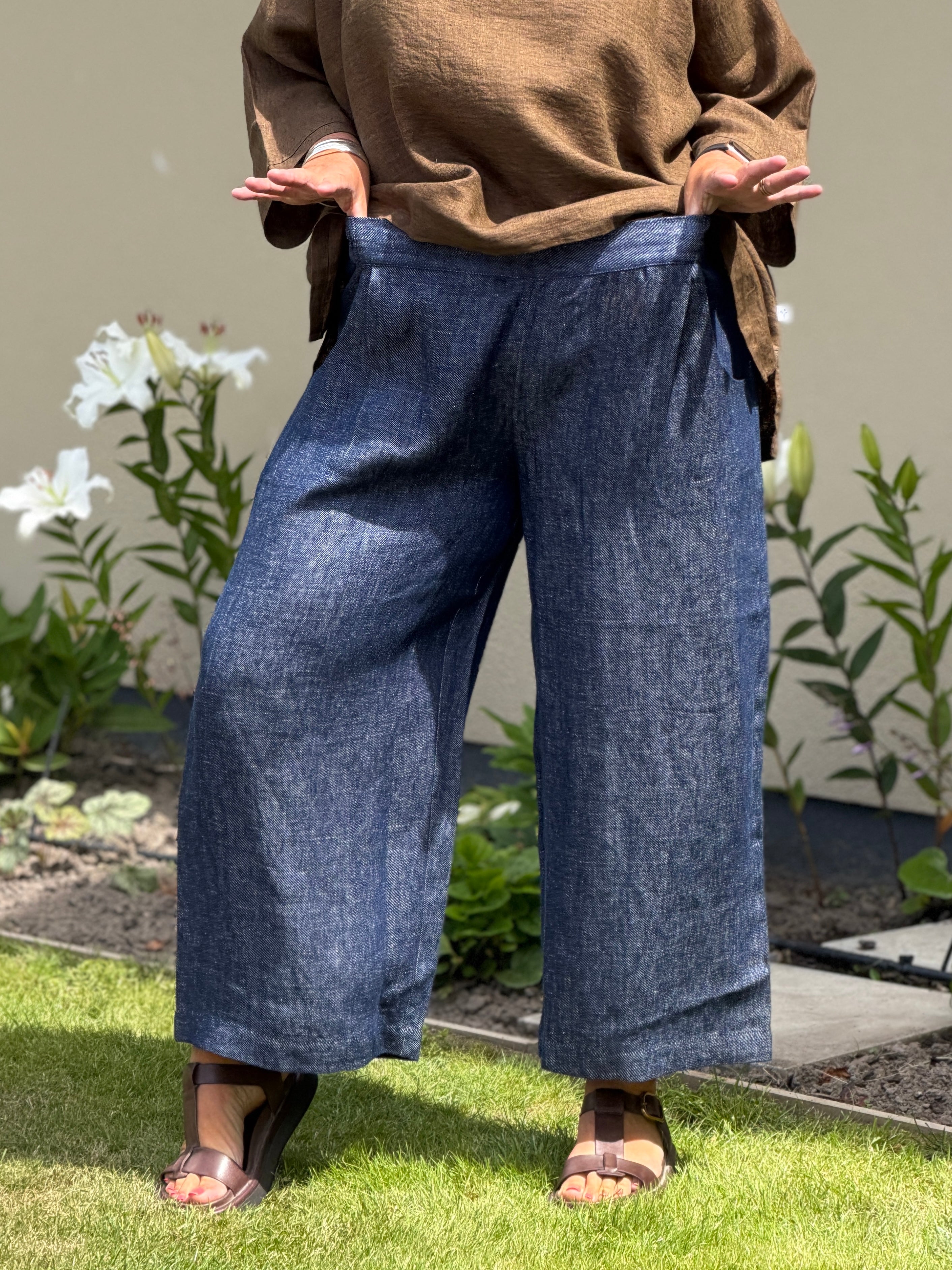 Balfour Culottes -Navy Denim Chambray (heavy-weight)