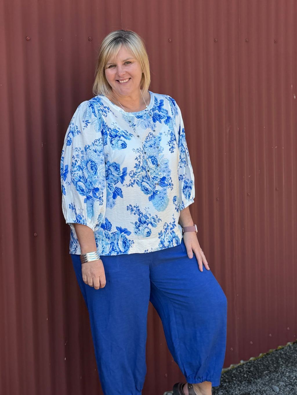 Façade Top  | Floral Crush Blue