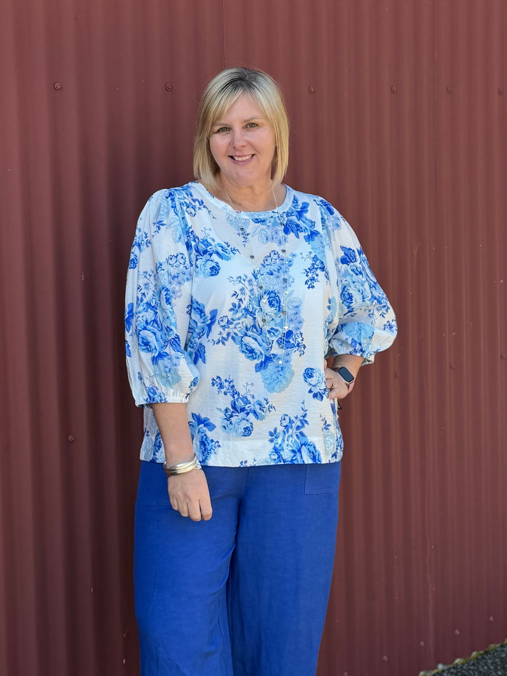 Façade Top  | Floral Crush Blue