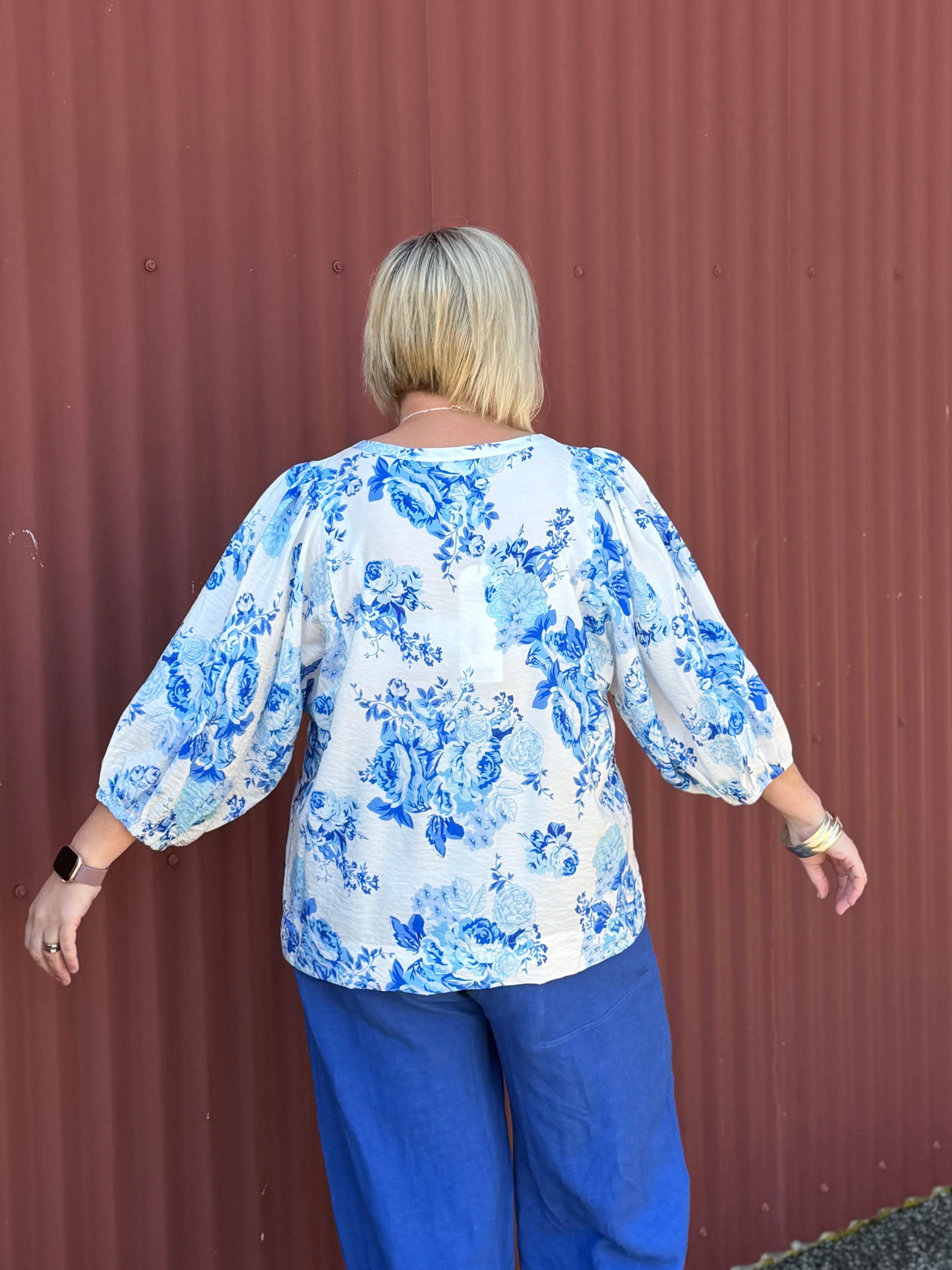 Façade Top  | Floral Crush Blue