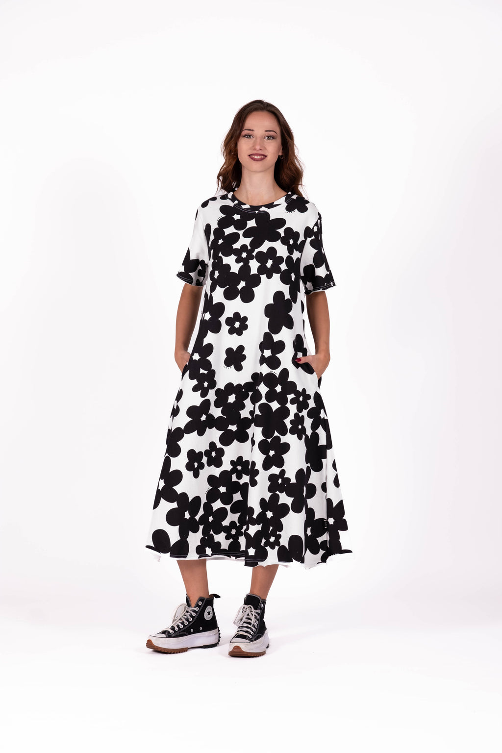 Flowline Dress |  Inkblot Floral Noir