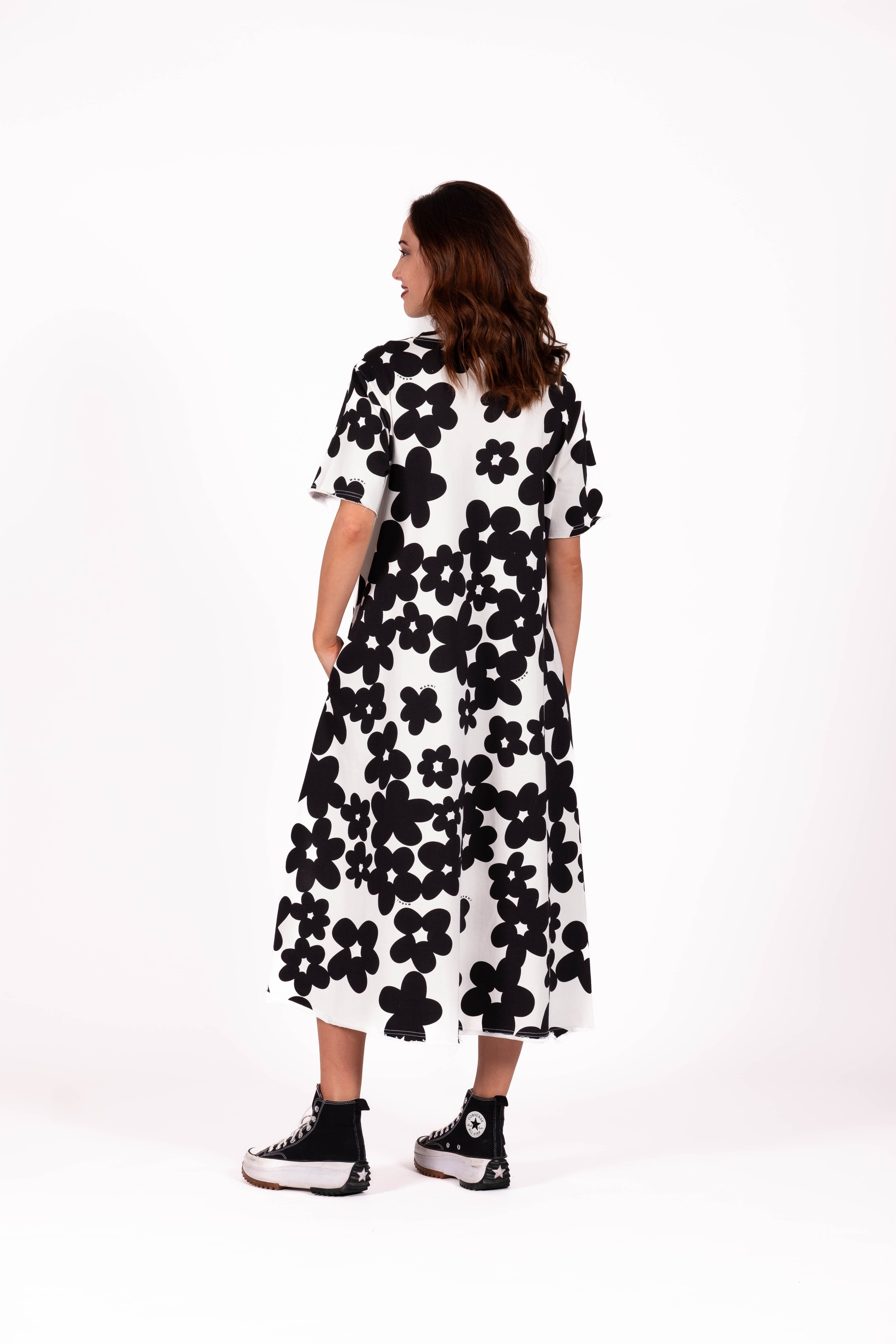 Flowline Dress |  Inkblot Floral Noir