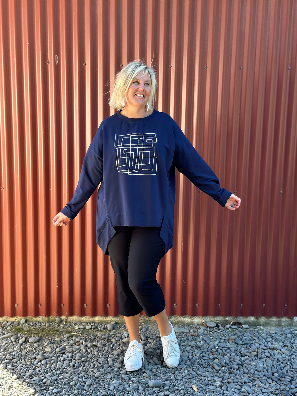 Labyrinth Print Navy Sweatshirt