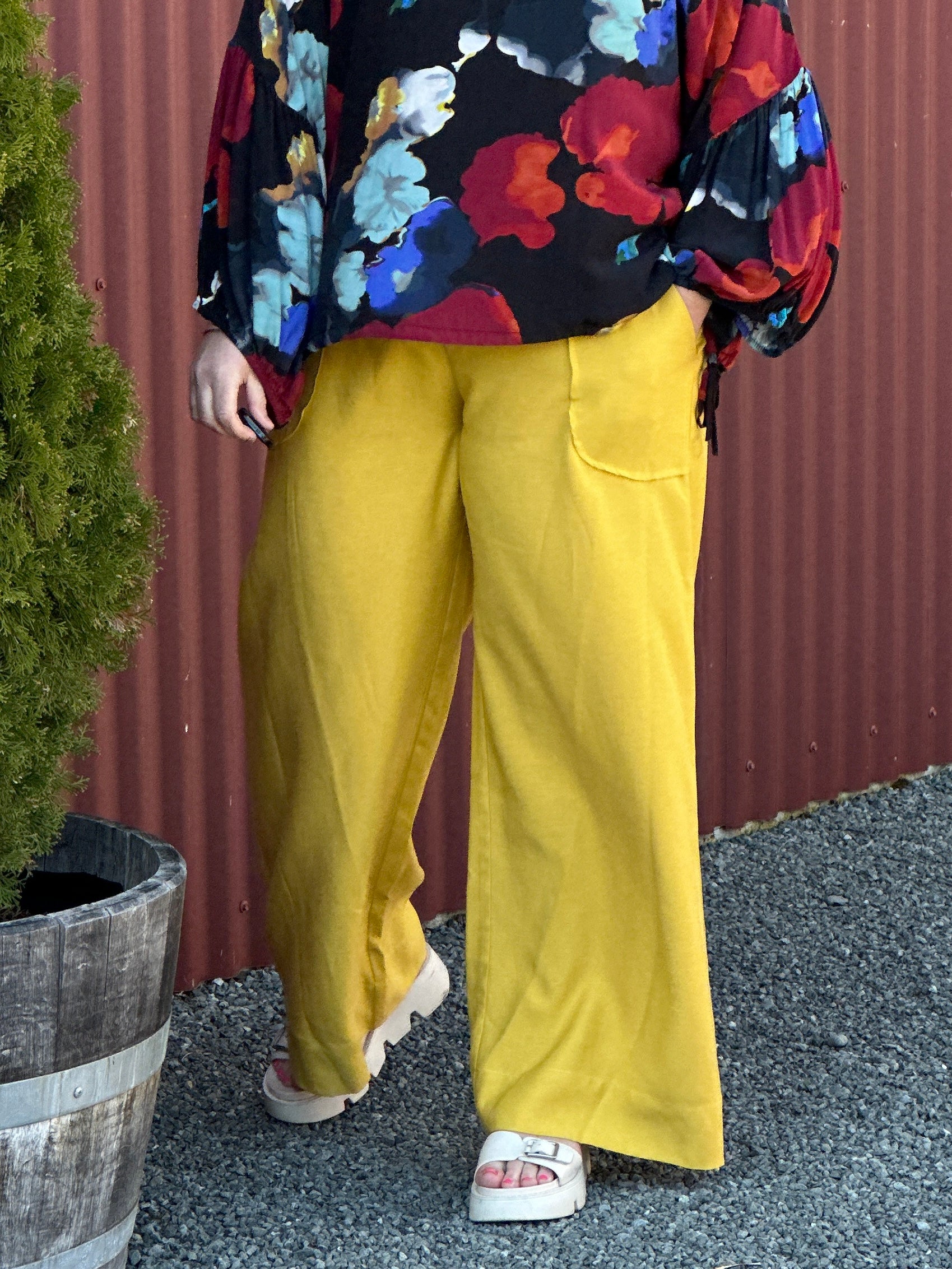 Soprano Relaxed Palazzo Pants - Harvest Gold