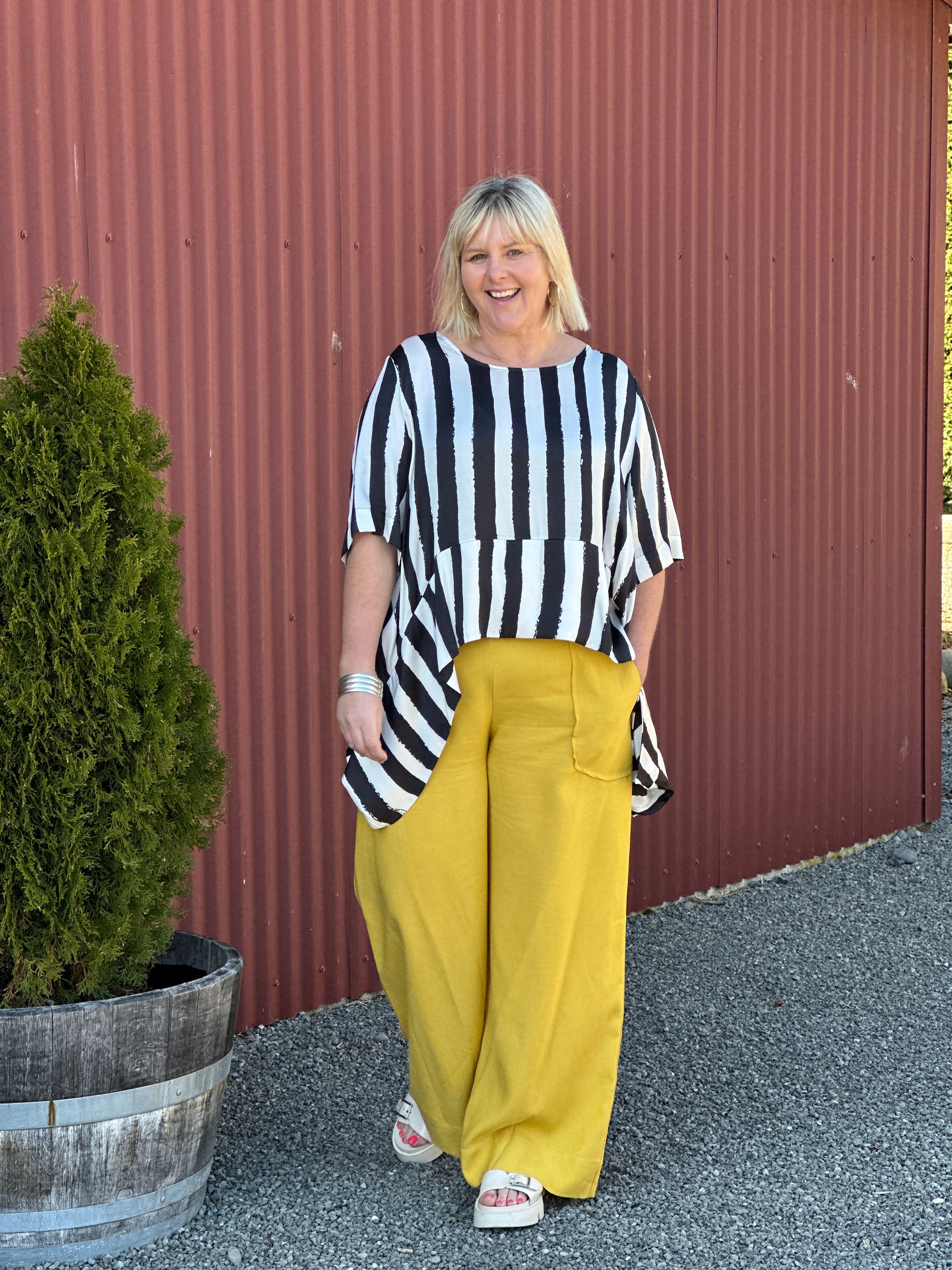 Soprano Relaxed Palazzo Pants - Harvest Gold