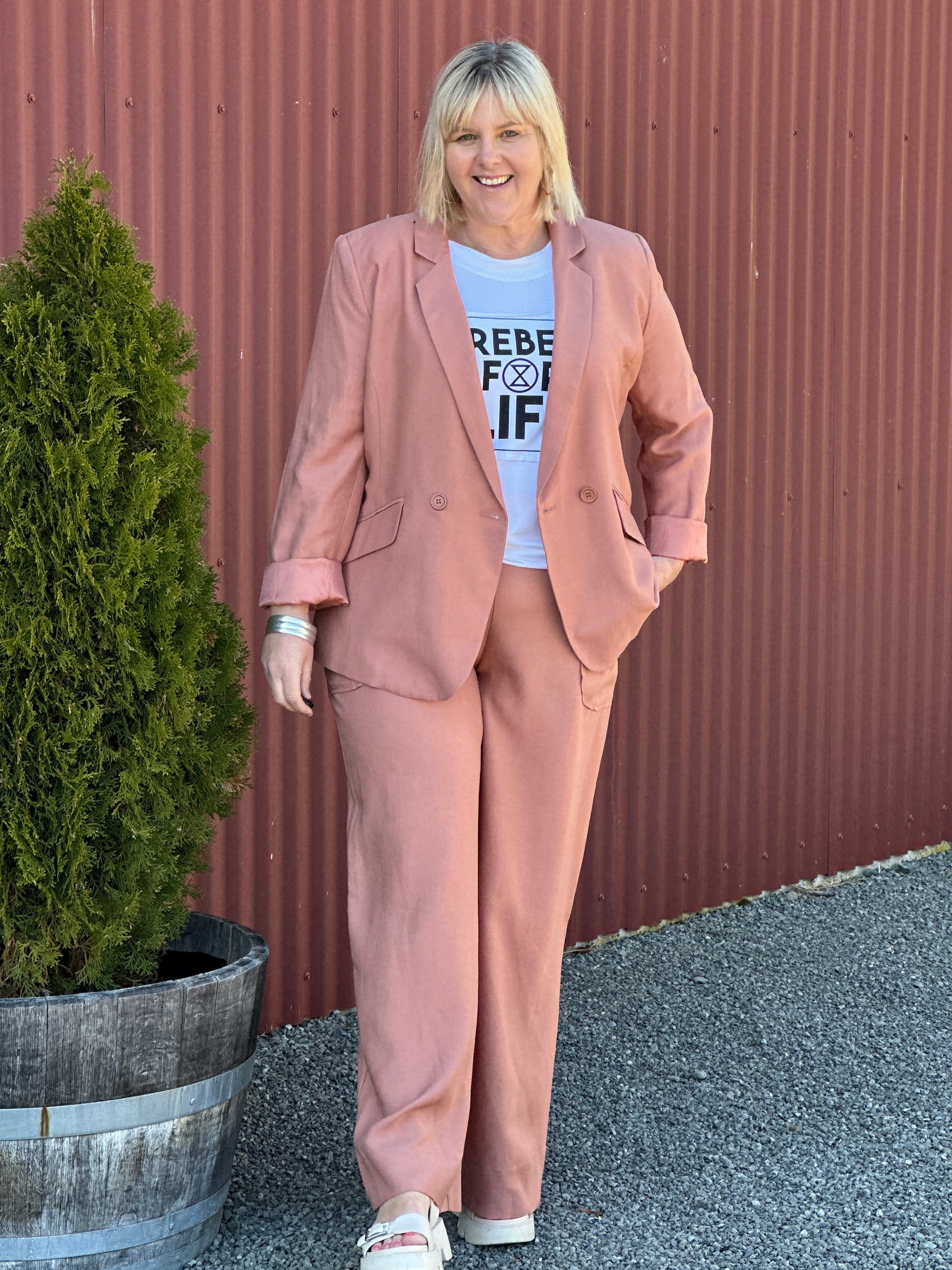 Soprano Relaxed Palazzo Pants - Dusky Rose