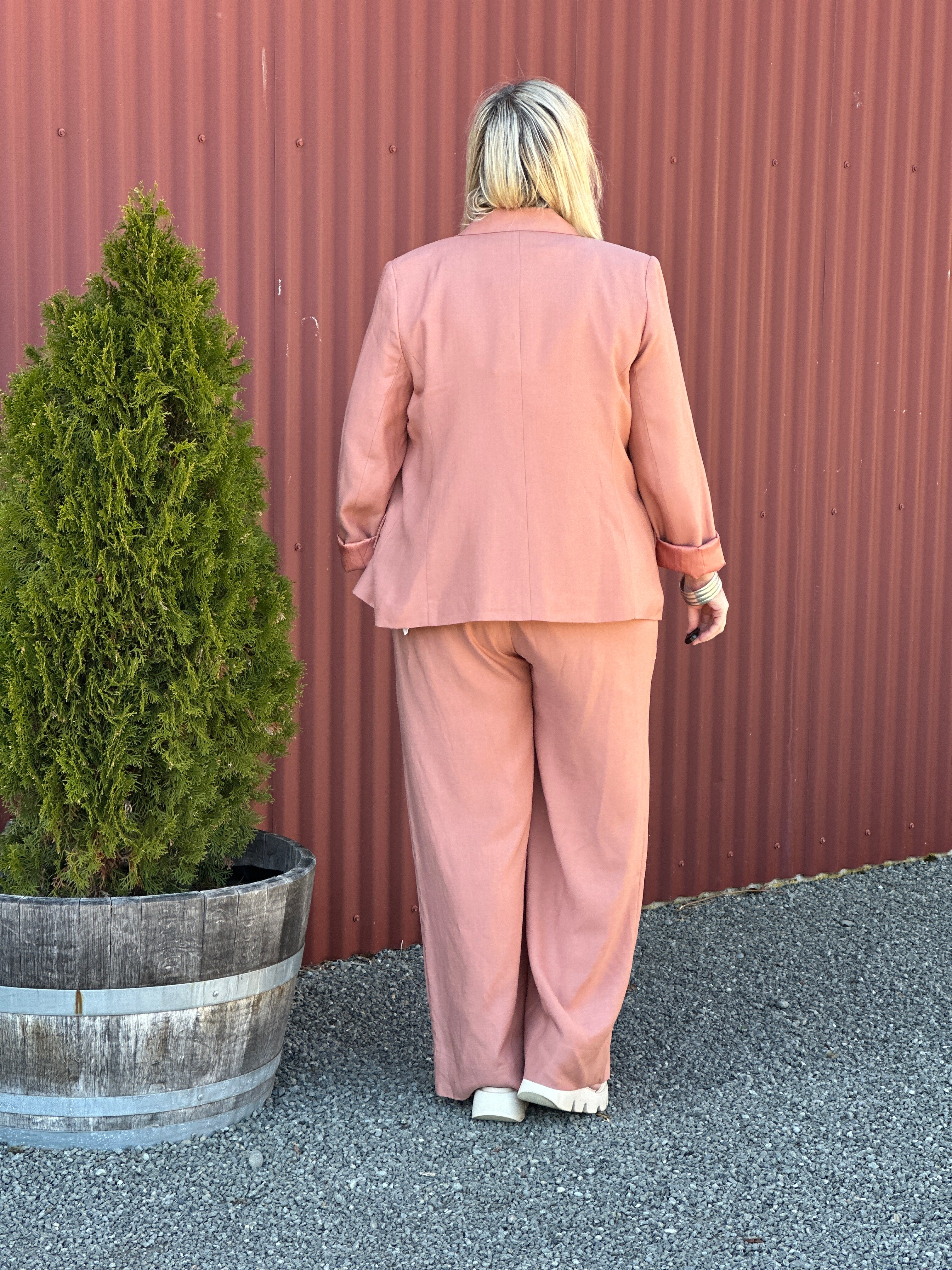 Soprano Relaxed Palazzo Pants - Dusky Rose