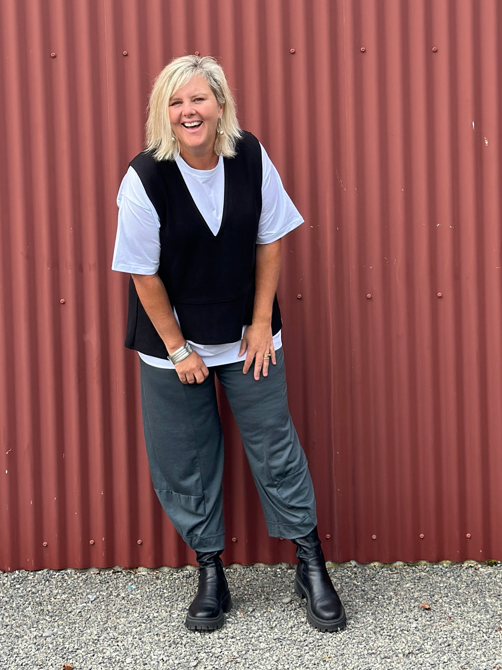 Merino Pouch Pants-Charcoal