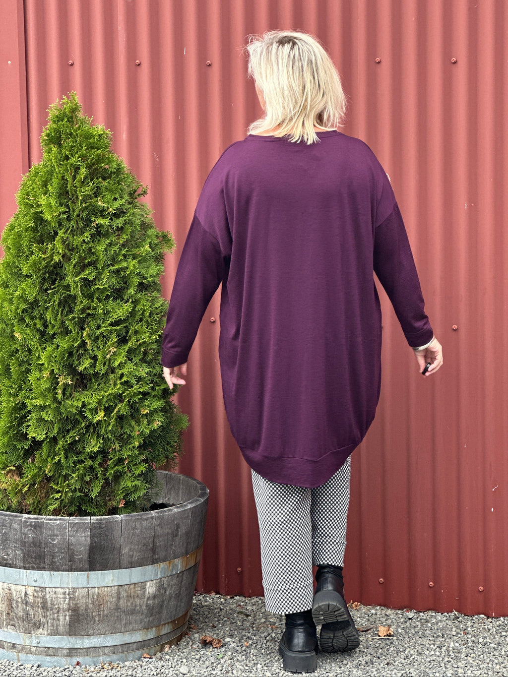 Merino Piper Top -Merlot
