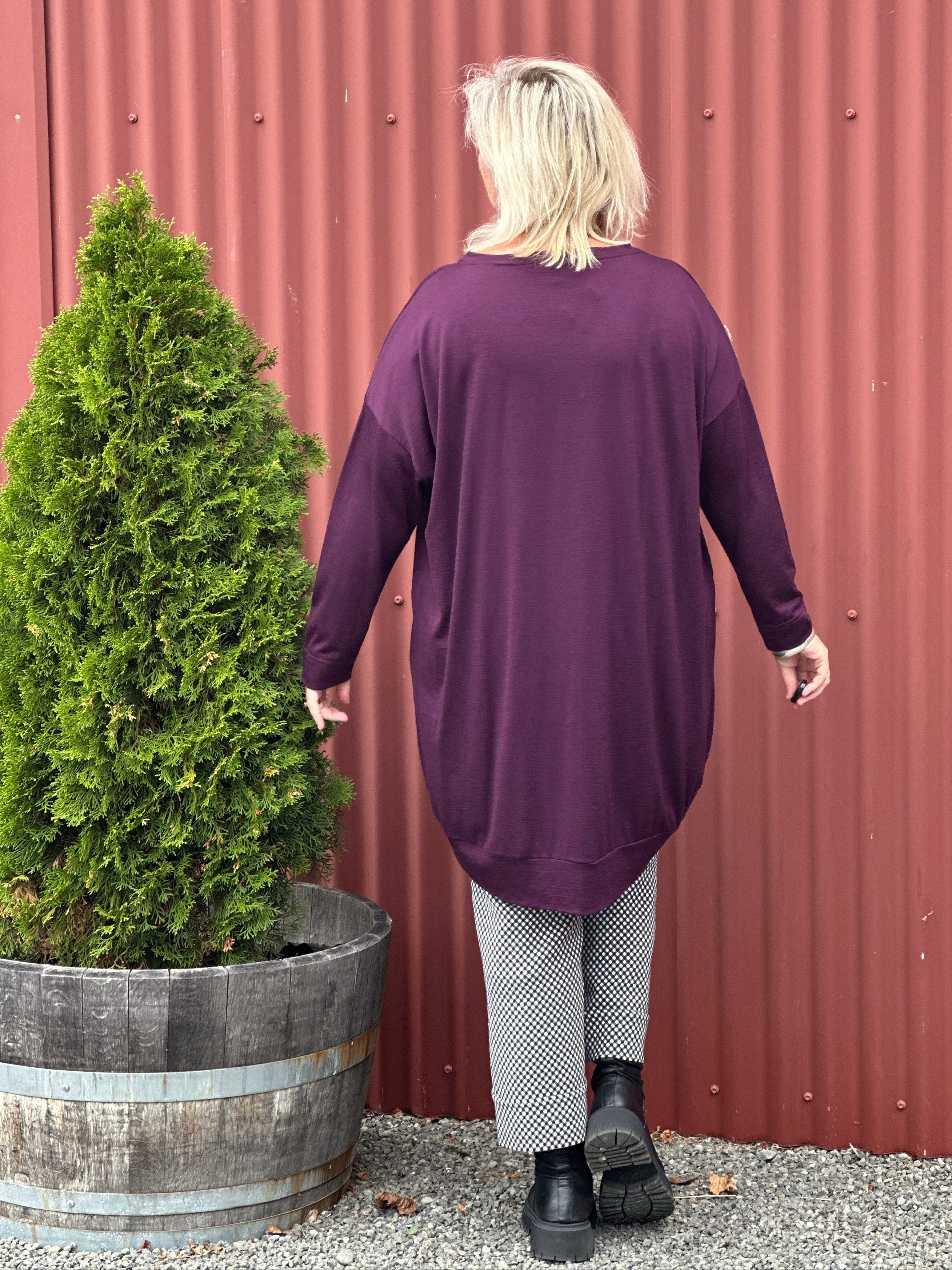Merino Piper Top -Merlot