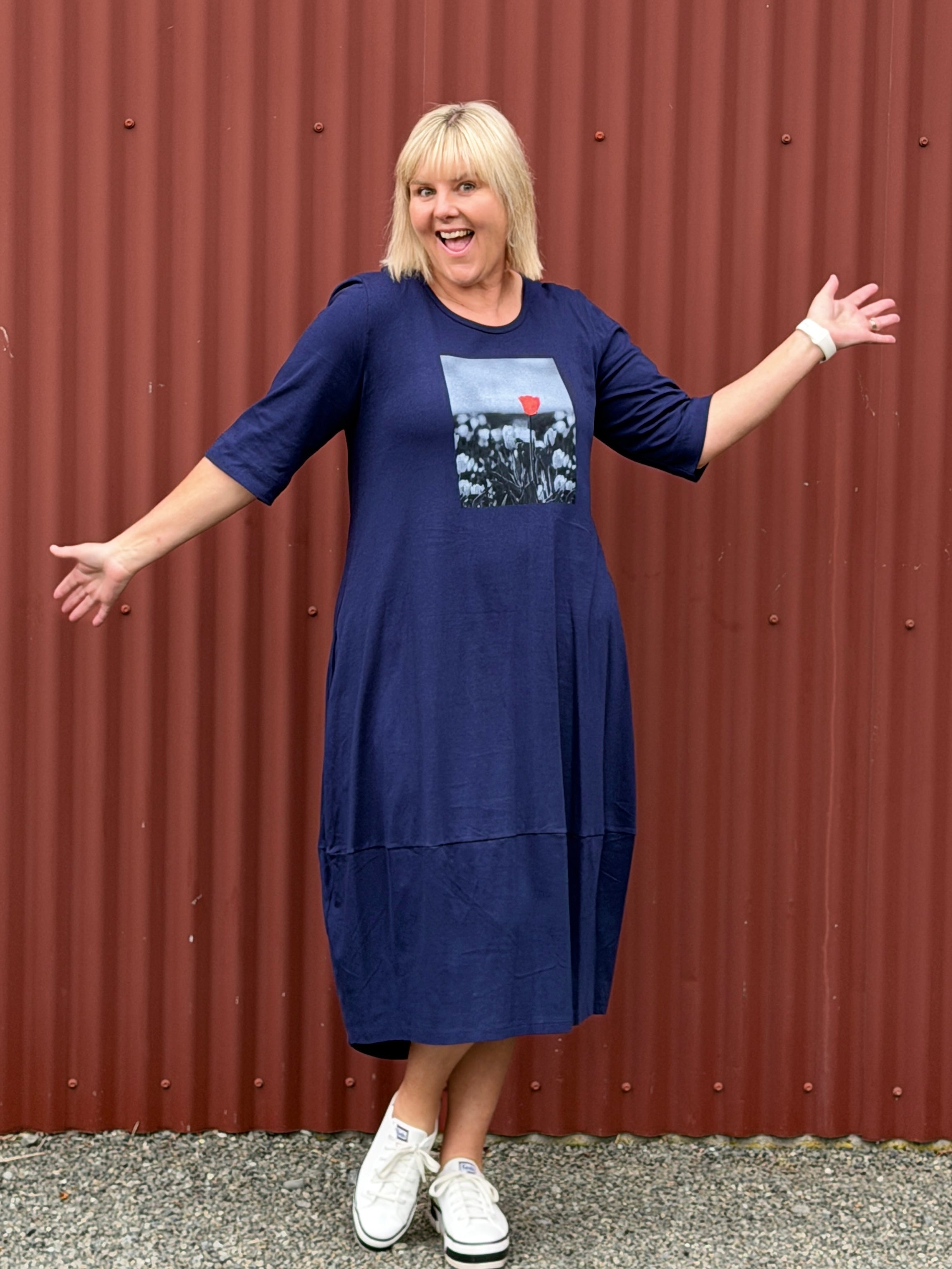 Lilly Dress - Navy Tulip